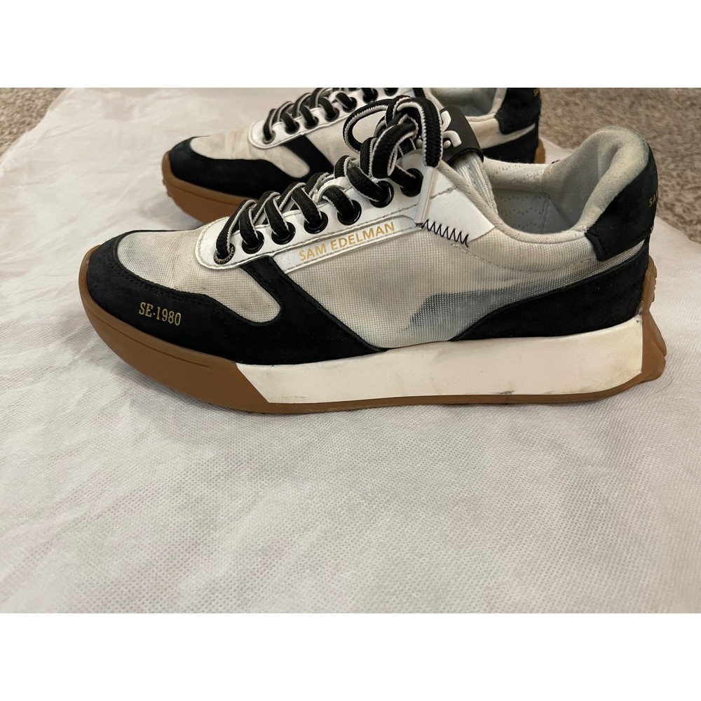 Sam Edelman Layla Women's Sneakers White Black Suede Gum Sole Size 7M - Picture 5 of 7